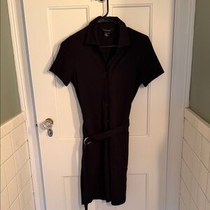 Club Monaco Black Button-Up Mini Dress
